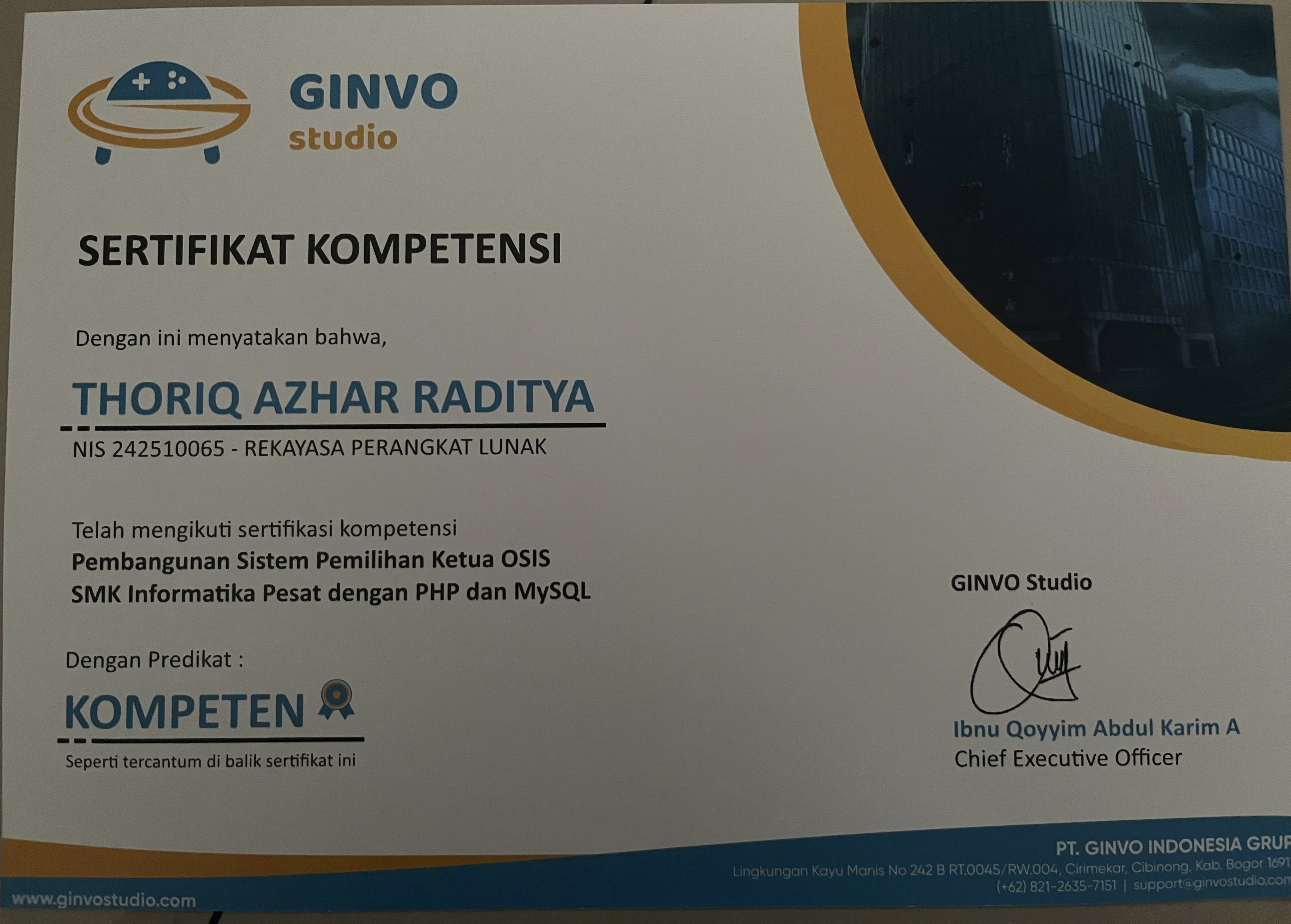 Tahfidz Certificate